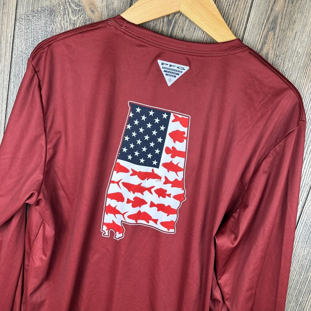 Columbia PFG Alabama Fish State Long Sleeve Fishing Shirt Mens Medium